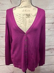Charter Club Magenta Cardigan Large 70% Rayon 30%‎ Nylon Pullover Sweater
